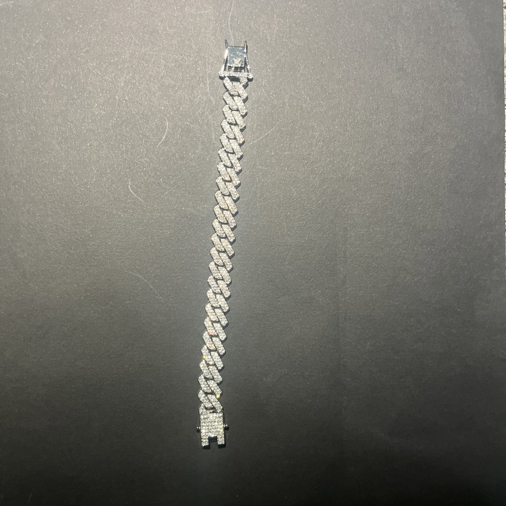 8 Inch Fashion Jewelry Metal Bracelet‎ With Cz's Studded Clasp Men's